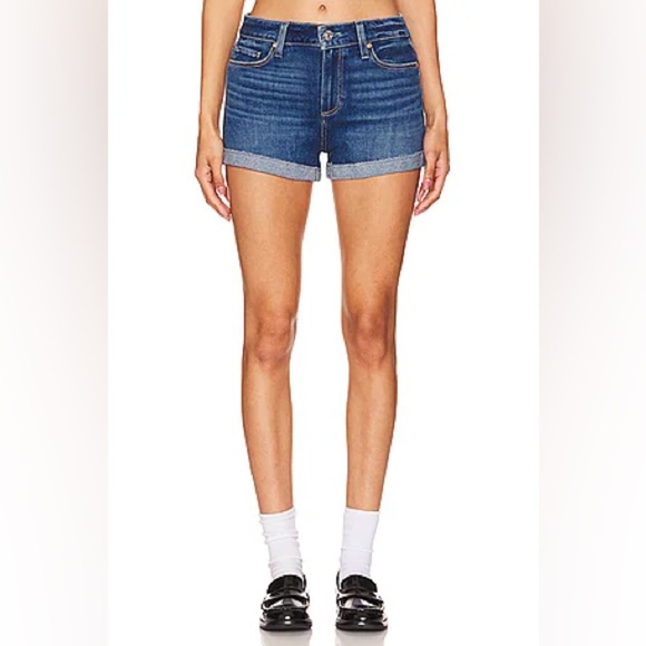 Paige Jimmy Jimmy Jean shorts size 31 mid wash denim cuffed - Picture 1 of 11